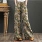 Green Bohemian Floral Printed Long Trousers | Women Elastic Waist Vintage Wide Leg Pants | Casual Loose Pantalon Holiday Palazzo