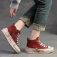 Red Genuine Leather Sneakers Women Shoes Lace-up Sewing Flat Handmade Leisure Comfortable Ladies Shoes